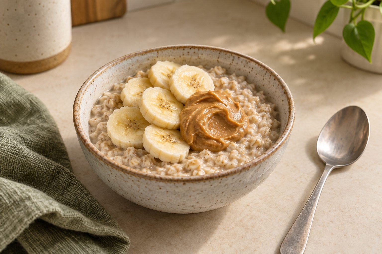 Oatmeal with banana and peanut butter